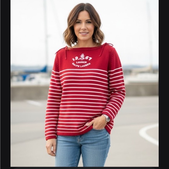 Lauren Ralph Lauren Sweaters - Lauren Ralph Lauren Red and White Nautical Sweater
